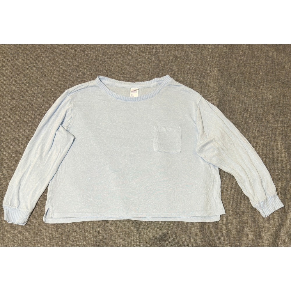 Stars Above Women XXL Long Sleeve Pocket Top Light Blue Knit